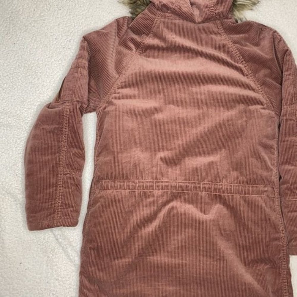 American Eagle Blush Pink Corduroy Faux Fur Hood Parka Jacket: Size XXS - Picture 9 of 13